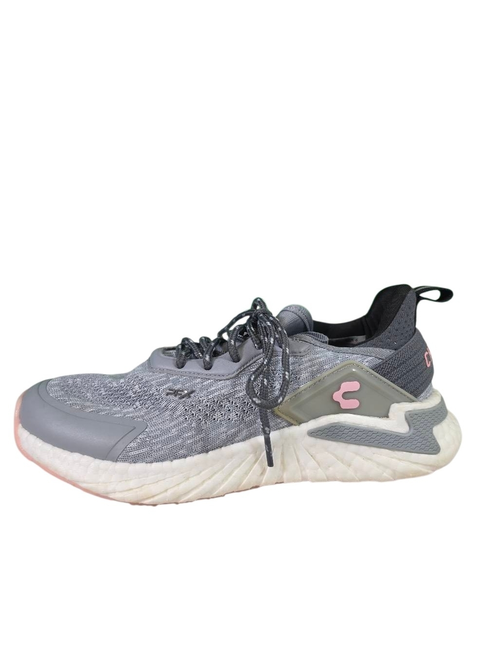 CHARLY Gray Knit Athletic Sneakers with Pink Accent Size 6